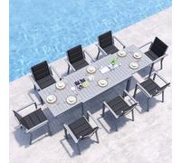 JUMMICO Set di 4 Sedie da Giardino in Alluminio Leggero, Impilabili con Cuscino in Tessuto - Stabili e Facili da Montare