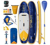 JUMMICO Tavola gonfiabile Stand Up Paddling Board SUP Board stabile e rapido gonfiaggio completo con zaino,Blu Giallo