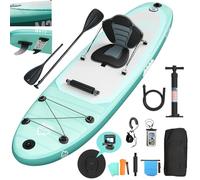JUMMICO Tavola Sup Gonfiabile, Stand Up Paddling Board, 320 x 80 x 15 cm, Pagaia Stand Up 2-in-1 con Sella Kayak, Pagaia Regolabile e Accessori, Portata 160kg, Ideale per Surf, Pesca e Yoga, Azzurro