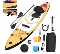 JUMMICO Tavola Sup Gonfiabile, Stand Up Paddling Board, 330 x 76 x 15 cm, Pagaia 2-in-1 con Sella Kayak e Accessori, Portata 160 kg, Ideale per Surf, Pesca e Yoga, Arancione