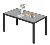 JUMMICO Tavolo da Esterno in Alluminio con Effetto Legno, Tavoli da Giardino Antiruggine HDPS, Tavolino da Esterno 150x80 per 6 Persone per Barbecue e Riunioni