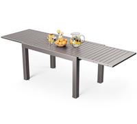 JUMMICO Tavolo da Giardino, Allungabile, Garden Table, in Alluminio, Tavolino da Balcone, Tavolo da Pranzo, da Esterno, Gambe Regolabili, 130 x 260 cm, Marrone Caramello