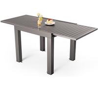 JUMMICO Tavolo da Giardino, Allungabile, Garden Table, in Alluminio, Tavolino da Balcone, Tavolo da Pranzo, da Esterno, Gambe Regolabili, 80 x 160 cm, Marrone Caramello