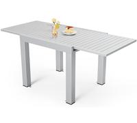 JUMMICO Tavolo da Giardino, Allungabile, Garden Table, in Alluminio, Tavolino da Balcone, Tavolo da Pranzo, da Esterno, Gambe Regolabili, 80 x 160 cm, Grigio Sale Marino