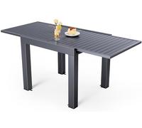 JUMMICO Tavolo da Giardino, Allungabile, Garden Table, in Alluminio, Tavolino da Balcone, Tavolo da Pranzo, da Esterno, Gambe Regolabili, 80 x 160 cm, Grigio Cioccolato