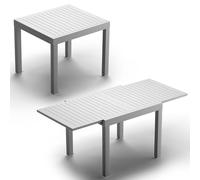 JUMMICO Tavolo da Giardino Estensibile 260x80cm per 6-10 Persone - Alluminio Antiruggine, Imputrescibile e Facile da Pulire - Design Compatto con Prolunga Resistente alle Intemperie