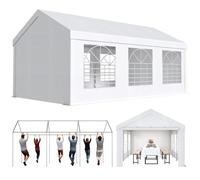 JUMMICO Tendone per Feste 3x6m,Gazebo Esterno Resistente Costruite con Strutture in Acciaio Zincato,Gazebo da Giardino UV50+,Gazebos da Giardino Adatte a Feste, Eventi Fieristici e Mercati,Bianco