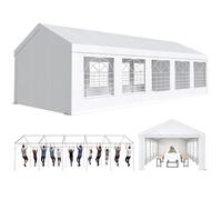 JUMMICO Tendone per Feste 4x10m,Gazebo Esterno Resistente Costruite con Strutture in Acciaio Zincato,Gazebo da Giardino UV50+,Gazebos da Giardino Adatte a Feste, Eventi Fieristici e Mercati,Bianco