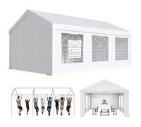 JUMMICO Tendone per Feste 4x6m,Gazebo Esterno Resistente Costruite con Strutture in Acciaio Zincato,Gazebo da Giardino UV50+,Gazebos da Giardino Adatte a Feste, Eventi Fieristici e Mercati,Bianco