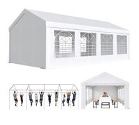 JUMMICO Tendone per Feste 4x8m,Gazebo Esterno Resistente Costruite con Strutture in Acciaio Zincato,Gazebo da Giardino UV50+,Gazebos da Giardino Adatte a Feste, Eventi Fieristici e Mercati,Bianco