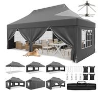 JUMMICO Tensione Pieghevole 3x3m a Tetto a Punta｜Design Brevettato, +40% Resistente al Vento & alla Pioggia｜10cm di Altezza Interna Supplementare｜Tenda per Feste Elegante per Giardino & Campeggio