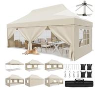 JUMMICO Tensione Pieghevole 3x3m a Tetto a Punta｜Design Brevettato, +40% Resistente al Vento & alla Pioggia｜10cm di Altezza Interna Supplementare｜Tenda per Feste Elegante per Giardino & Campeggio