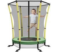 JUMMICO Trampolino Elastico per Bambini Interno con Rete di Sicurezza-Salta Salta Bambini da Interno Diametro 140cm Tappeto di Salto Integrato con Molle Anziché Corda Elastica a Ventosa a Forma di L