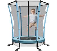 JUMMICO Trampolino Elastico per Bambini Interno con Rete di Sicurezza-Salta Salta Bambini da Interno Diametro 140cm Tappeto di Salto Integrato con Molle Anziché Corda Elastica a Ventosa a Forma di L