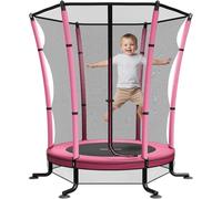 JUMMICO Trampolino Elastico per Bambini Interno con Rete di Sicurezza-Salta Salta Bambini da Interno Diametro 140cm Tappeto di Salto Integrato con Molle Anziché Corda Elastica a Ventosa a Forma di L