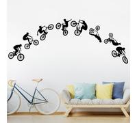 Jump Bike Ciclista Decalcomanie da muro, Bmx Bicicletta Sport estremi Adesivi murali, Rimovibile Mountain Bike Rider DIY Art Silhouette Murale Carta da parati per uomo Bambini Ragazzi (8)