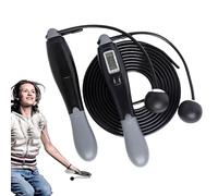 Jump Rope Counter, Digital Counting Skipping Ropes, 18.9/14/6.7 Inches, Work Out Lightweight Design, Regolabile Length Fitness Cord for Home Gym and Outdoor Park Use, Black