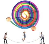 Jump Rope Kids, Rainbow Skipping Rope, Team Game Toy, Wooden Handle with Adjustable Length, Multiplayer Activity for Playground School Sports Events, Long Lasting Use