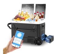 Jumpdy Frigorifero per auto da 12 Volt, 52 Quarti (50L) Raffreddatore elettrico Dual Zone con alimentazione mobile Frigorifero congelatore (-40 ° F ~ 58 °F) 12/24 V DC e 100-240 V AC -NERO (52 Quarti