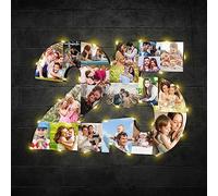 Jumping Birthstone Personalizzato 1-99 Numero 25Th Anniversary Photo Collage Frame, Personalizzato Numero Collage Frame Regalo Per 50Th 60Th 70Th 80Th Birthday