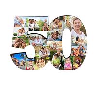 Jumping Birthstone Personalizzato 1-99 Numero 50Th Anniversary Photo Collage Frame, Personalizzato Numero Collage Frame Regalo Per 50Th 60Th 70Th 80Th Birthday