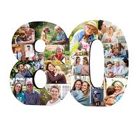 Jumping Birthstone Personalizzato 1-99 Numero 80Th Anniversary Photo Collage Frame, Personalizzato Numero Collage Frame Regalo Per 50Th 60Th 70Th 80Th Birthday