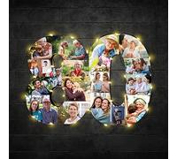 Jumping Birthstone Personalizzato 1-99 Numero 80Th Anniversary Photo Collage Frame, Personalizzato Numero Collage Frame Regalo Per 50Th 60Th 70Th 80Th Birthday