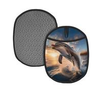 Jumping Dolphin - Set di 2 tappetini in silicone con motivo delfino (confezione da 1/2), resistente alle alte temperature e antiscivolo, adatto per barbecue, cottura, ecc.