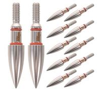 JUMPLAWN 12 Pezzi Punte per Frecce da Tiro Arco 100 Gr in Acciaio Inox | Montaggio a Vite, Testa Conica Smussata, per Aste Standard e Carbonio, Uso in Area di Tiro Interna