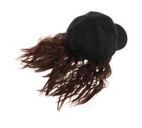 JUMPLAWN Cappello Parrucca Capelli Ricci Corti Berretto Da Baseball Extension Per Capelli Sintetici Parrucca Corta Riccia Castana Per Donna e Uomo Cuffia Per Parrucche Cappello Visiera