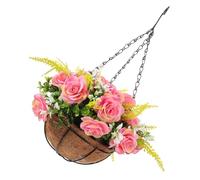 JUMPLAWN Cesto da Fiori Artificiali da Appendere in Plastica Rosa Resistente e Robusto per Decorazioni da Interno e Giardino Design Semplice e Senso Artistico