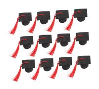 JUMPLAWN Decorazioni per Torte e Cupcake Back To School Party 12 Pezzi di Cappelli di Laurea Rossi in Carta e Poliestere Leggeri, come Decoration Props Design Umano e Applicazioni