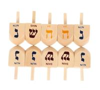 JUMPLAWN Dreidel in Legno per Bambini Set da 10 Mini Ergonomiche per Hanukkah Interattivo per Feste e Giochi Gruppo