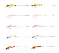 JUMPLAWN Esche Artificiali Morbide a Forma di Gamberetto Luminose 10 Pezzi, Esche da Pesca in Plastica Morbida per Acqua Ferma e Salata, Set per Pesca Notturna ad Alta visibilità