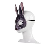 JUMPLAWN Maschera Metà Volto Orecchie da Coniglio in Eva Nera, Creativa e Comoda per Respirare, per Carnevale, Feste e Club per Uomo e Donna
