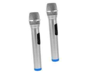 JUMPLAWN Microfono Giocattolo Finto Lucido Vintage per Bambini Piccoli, Microfono Portatile in Abs Resistente, per Gioco Creativo e Performance Sul Palco, Set 2 Pezzi per Feste e Teatro