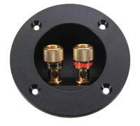 JUMPLAWN Morsettiera Rotonda per Altoparlante a 2 Vie in Rame Nero, 3 Pezzi | Terminali a Vite, Indicatori Rosso e Nero, Montaggio Superiore 20mm, per Fili Nudi e Box Subwoofer
