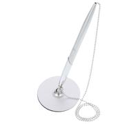 JUMPLAWN Penna a Sfera Catena in Metallo Argento per Banche e Hotel, Design Verticale Creativo Supporto da Tavolo per Facile Accesso in Ambiente Business