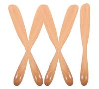 JUMPLAWN Set 5 Pezzi Spatole in Legno per Burro e Marmellata, Coltelli da Cucina Multifunzione per Spalmatore, Taglio Pane e Gelato, per Cucina e Colazione Riutilizzabile