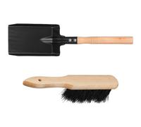 JUMPLAWN Set Da 2 Spazzola per Pulizia con Paletta Cenere e Manico in Legno | Set Spazzola e Pala, Setole Rigide Dense, Uso per Camini a Combustibile
