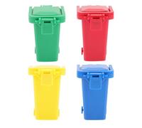 JUMPLAWN Set da 4 Giocattoli per Bidoni della Spazzatura a Rotelle, Piccoli Cestini di Plastica Colorati Coperchio, per Gioco Educativo e Sviluppo Cognitivo