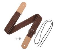 JUMPLAWN Tracolla per Ukulele in Cotone e Vera Pelle Regolazione Libera della Lunghezza, Comfort Elevato, Stile Country, Colore Caffè, Accessorio per Ukulele