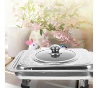 JUMPLAWN Vassoio da Portata Rettangolare Resistente e Igienico in Inossidabile con Coperchio per Buffet e Feste