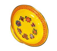 JUMPLAWN Vassoio di Offerta Otto Auspici in Smalto Giallo Resistente allo Sporco, Semplice e Decorativo per Altari e Decorazione della Casa