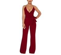 Jumpsuit Donna Elegante Cerimonia Jumpsuit Tutina Tute Larghe a Gamba Larga Tuta Lunga Casual Senza Maniche Jumpsuit Con Spalle Scoperte Capestro Jumpsuit Cocktail Overall Cerimonia Con Maniche Corte