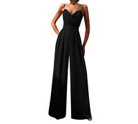 Jumpsuit Donna Elegante Da Sera Jumpsuit Tutina Tute Larghe a Gamba Larga Tuta Lunga Abito Senza Maniche Jumpsuit Retro Pantaloni Larghi Jumpsuit Cocktail Overall Cerimonia Con Maniche Corte
