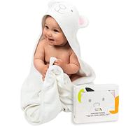 Jumpy Moo's JM Asciugamano con Cappuccio Neonato - Premio, Ipoallergenico Accappatoio Neonato 100% Bambù Organico, 90x90 cm con Confezione Regalo e Salvietta, Asciugamani Neonato Spessi e Assorbenti