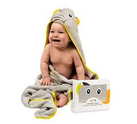 Jumpy Moo's JM Asciugamano con Cappuccio Neonato - Premio, Ipoallergenico Accappatoio Neonato 100% Bambù Organico, 90x90 cm con Confezione Regalo e Salvietta, Asciugamani Neonato Spessi e Assorbenti