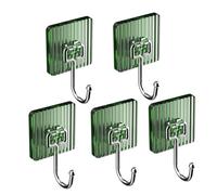 Jumuao - 5 ganci autoadesivi da parete, trasparenti, impermeabili, senza foratura, gancio adesivo multiuso, gancio da parete autoadesivo per cucina, bagno (verde)