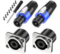 Jumwa 2Sets Speakon Adapter Spina Speakon Pannello metallico Twist Lock con cacciavite Compatibile con Neutrik Speakon NL4MP, NL4MPR, NL4FC, NL4FX, NLT4X, NL4 Series, NL2FC